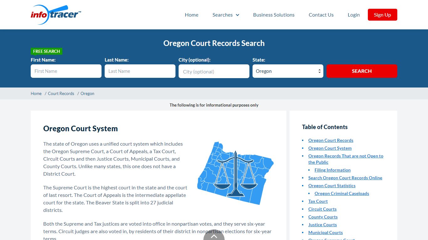 Search Oregon Court Records By Name Online - InfoTracer