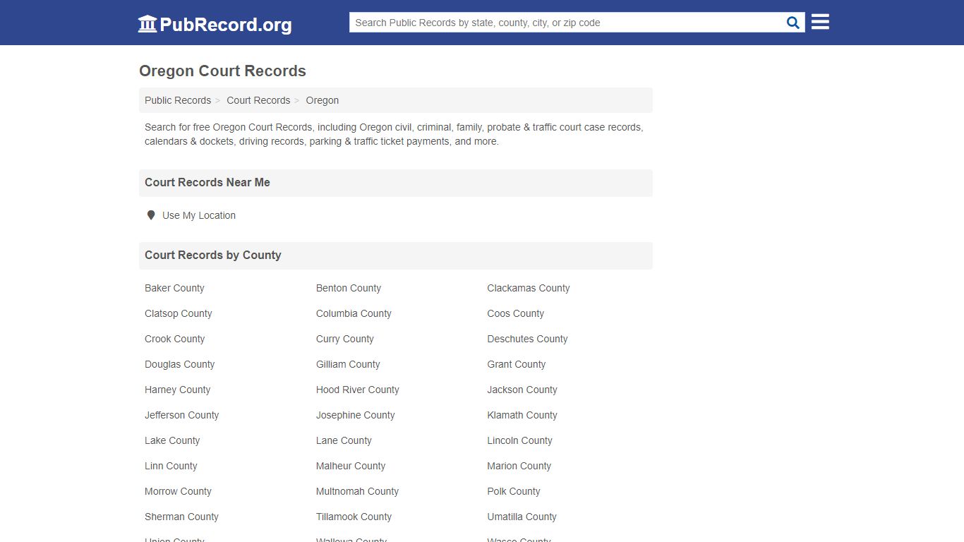 Free Oregon Court Records - PubRecord.org